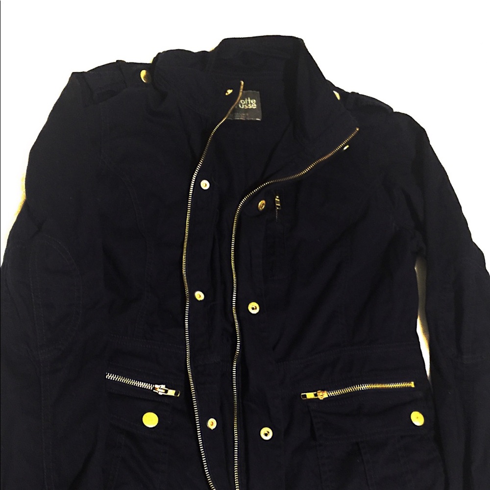 Military Fashion Jacket, Light Weight Navy & Gold - Picture 1 of 8